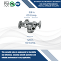 3/8 Inch OD Compression x 3/8 Inch OD Compression x 5/8 Inch OD Compression Dual Angle Valve