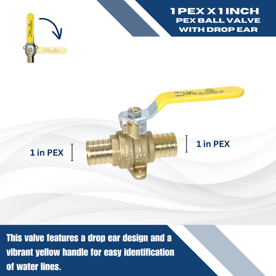 1 inch PEX-B Barb Crimp Ball Valve With Drop Ear