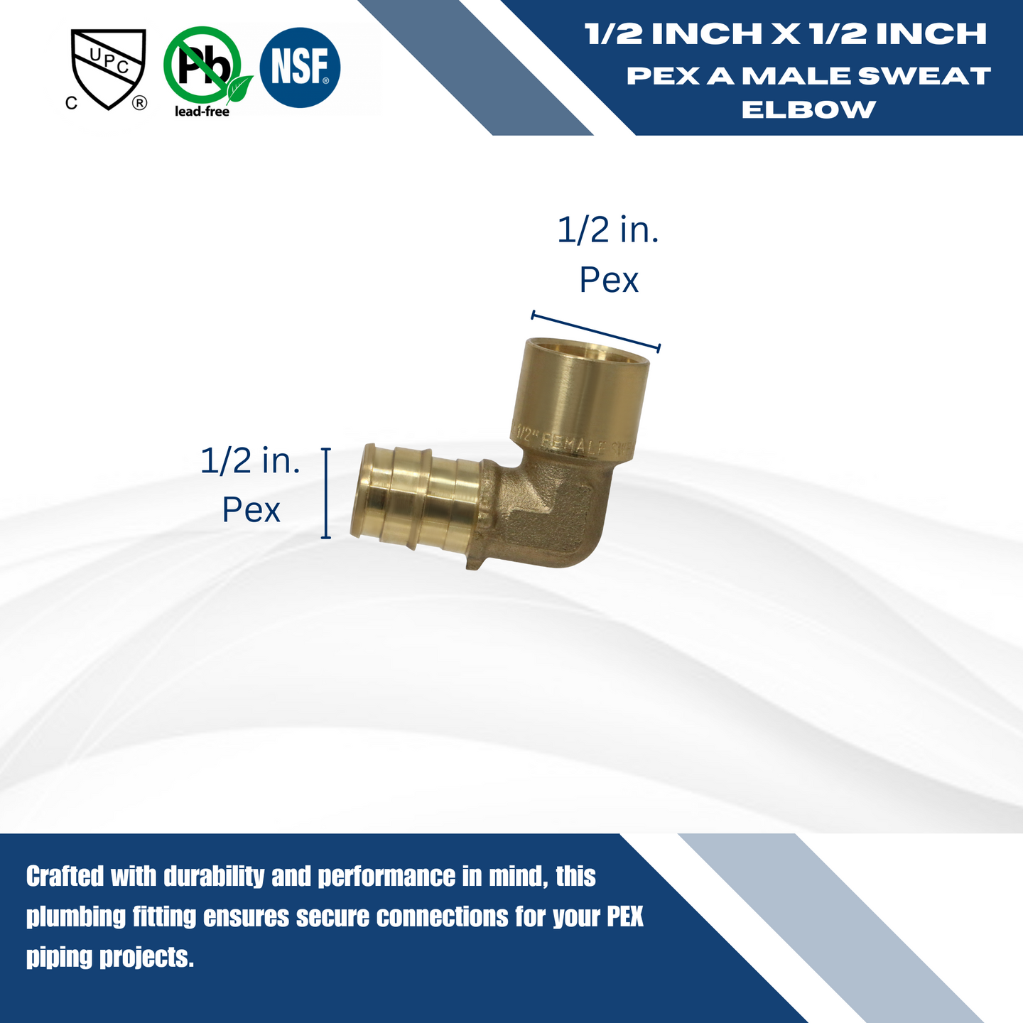 Pex-A Expansion 1/2 Inch x 1/2 Inch Male Elbow Sweat