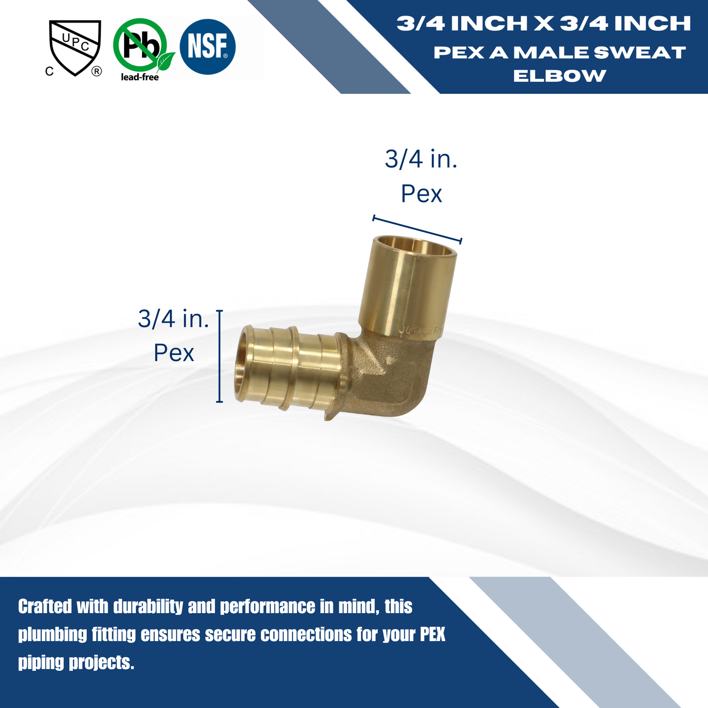 Pex-A Expansion 3/4 Inch x 3/4 Inch Male Elbow Sweat