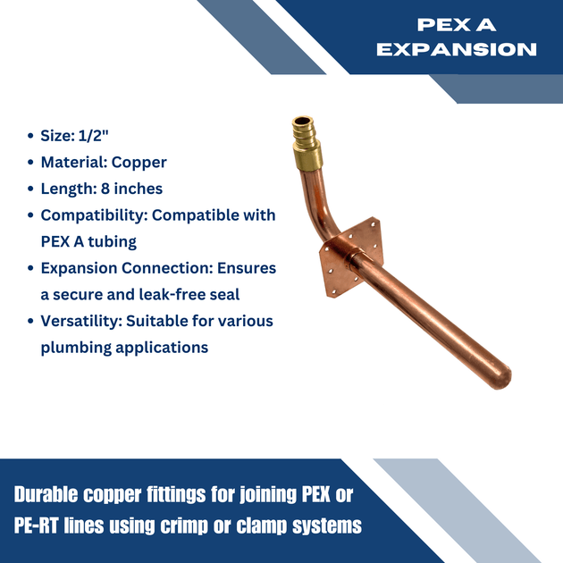 1/2 inch Pex-A Expansion Stub Out Elbow with Flange | 3-1/2 Inchx 8 Inch