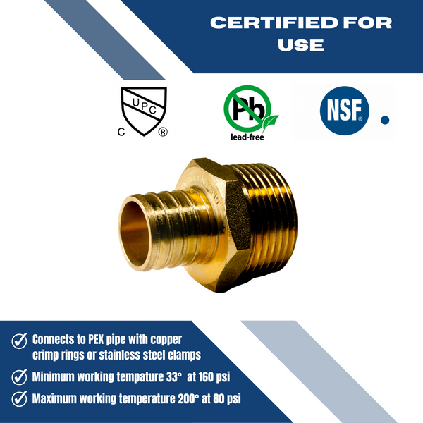 1 Inch PEX-B Barb Crimp X 1 Inch MALE NPT ADAPTER