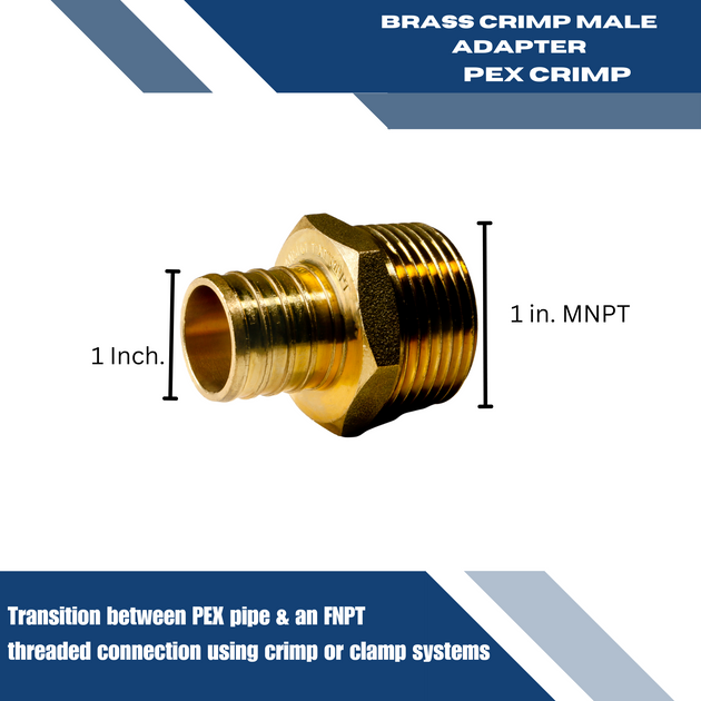 1 Inch PEX-B Barb Crimp X 1 Inch MALE NPT ADAPTER
