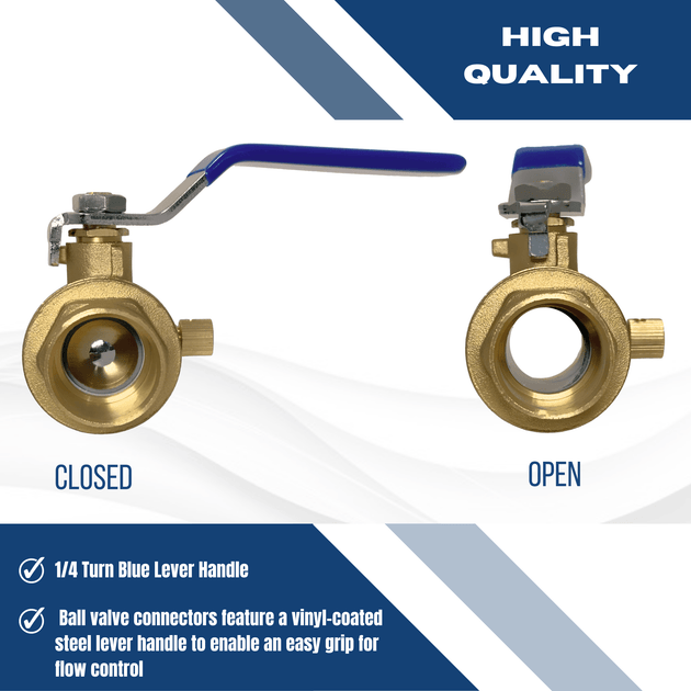 1/2 Inch Brass Sweat Shut Off Ball Valve with Drain, 600 WOG (Water, Oil Gas)