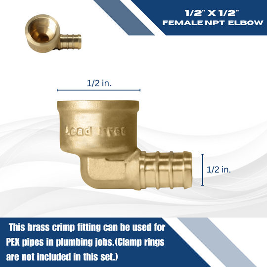1/2 inch PEX-B Barb x 1/2 inch FNPT Elbow