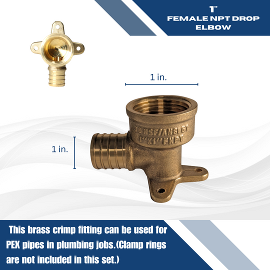 1 inch PEX-B Barb x 1 inch FNPT Elbow Drop Ear