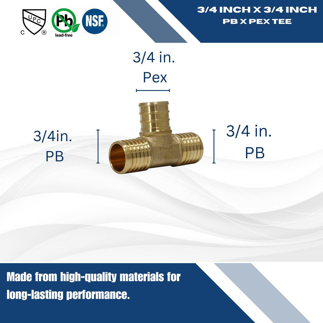 3/4 Inch PB (Polybutylene) x 3/4 Inch PB x 3/4 Inch PEX-B Barb Crimp Tee