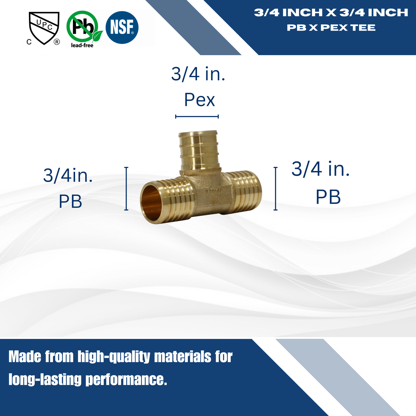 3/4 Inch PB (Polybutylene) x 3/4 Inch PB x 3/4 Inch PEX-B Barb Crimp Tee