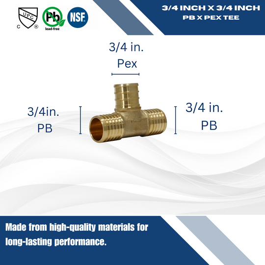 3/4 Inch PB (Polybutylene) x 3/4 Inch PB x 3/4 Inch PEX-B Barb Crimp Tee