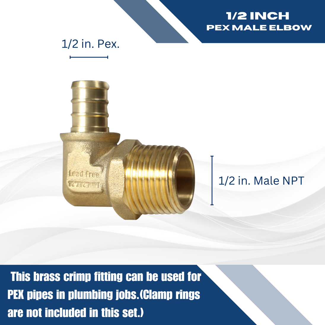 1/2 inch PEX-B Barb x 1/2 inch MNPT Elbow