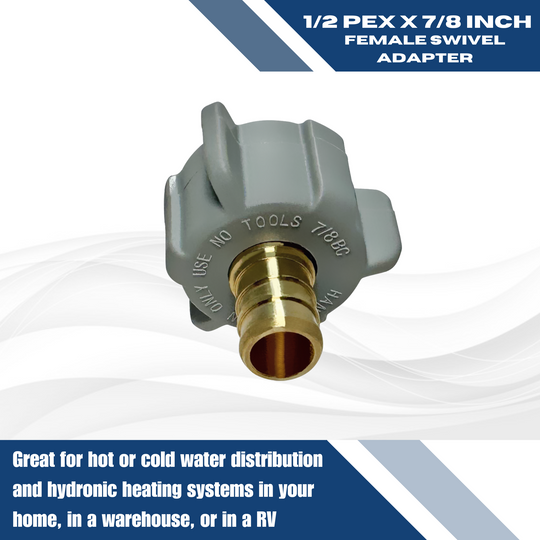 1/2 inch PEX-B Barb x 7/8 inch FNPT Swivel