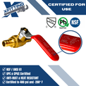 1/2 Inch PEX-B Barb Crimp Ball Valve Hot (Red)