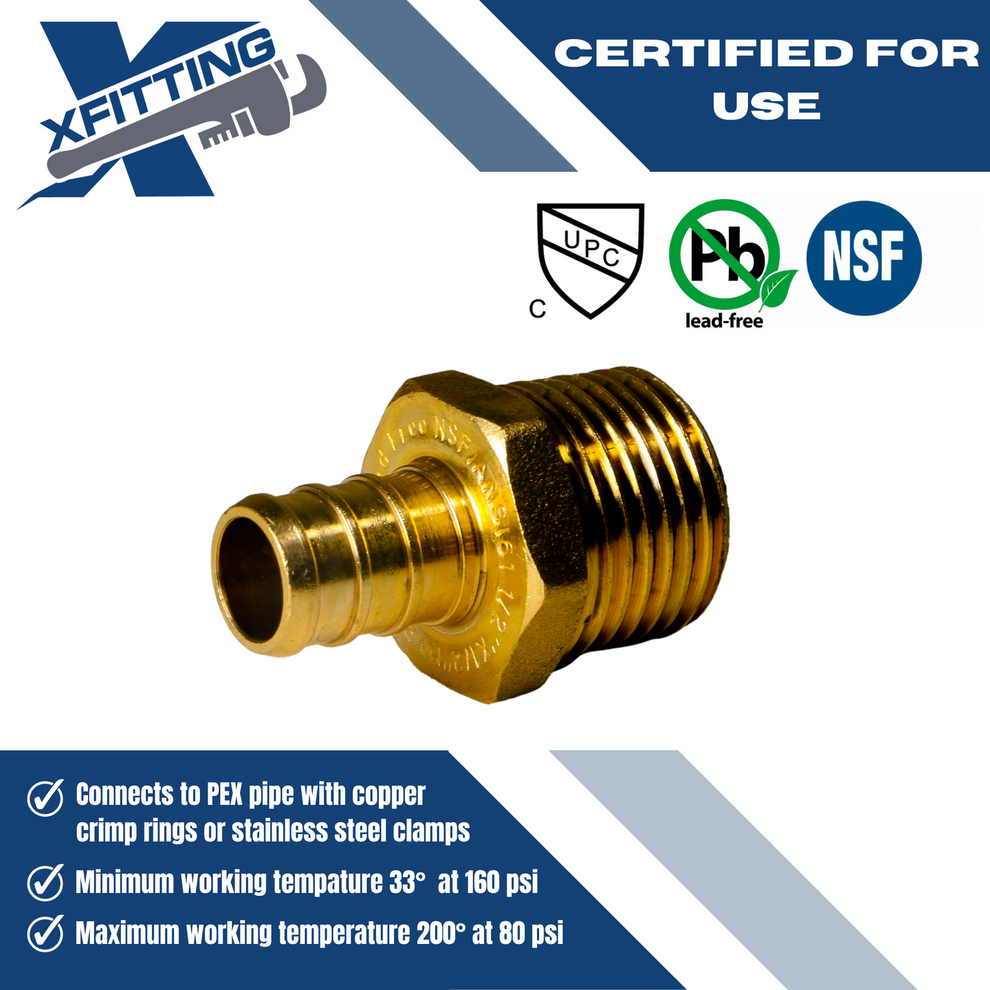 1/2 Inch PEX-B Barb Crimp X 1/2 Inch MALE NPT ADAPTER