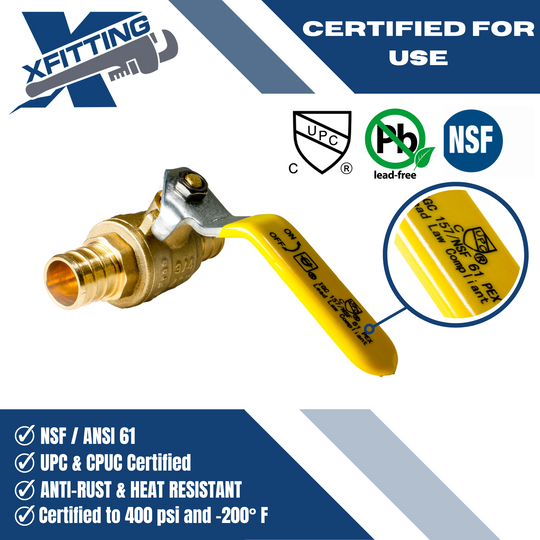 3/4 Inch PEX-B Barb Crimp Ball Valve