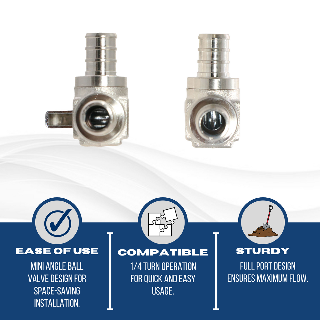 1/2 inch PEX-B Barb Crimp Mini Angle Valve