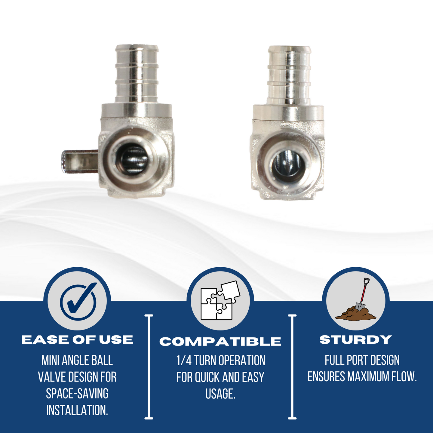 1/2 inch PEX-B Barb Crimp Mini Angle Valve