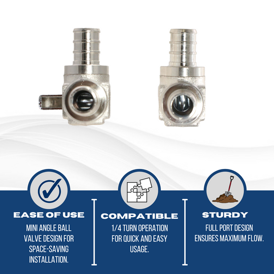 1/2 inch PEX-B Barb Crimp Mini Angle Valve