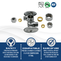 3/8 Inch OD Compression x 3/8 Inch OD Compression x 5/8 Inch OD Compression Dual Angle Valve