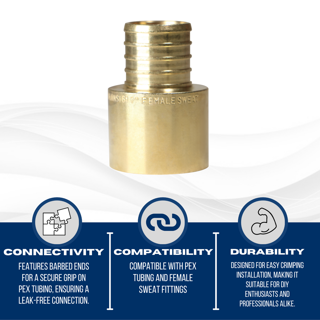 1 inch PEX-B Barb x 1 inch Female Sweat Adapter