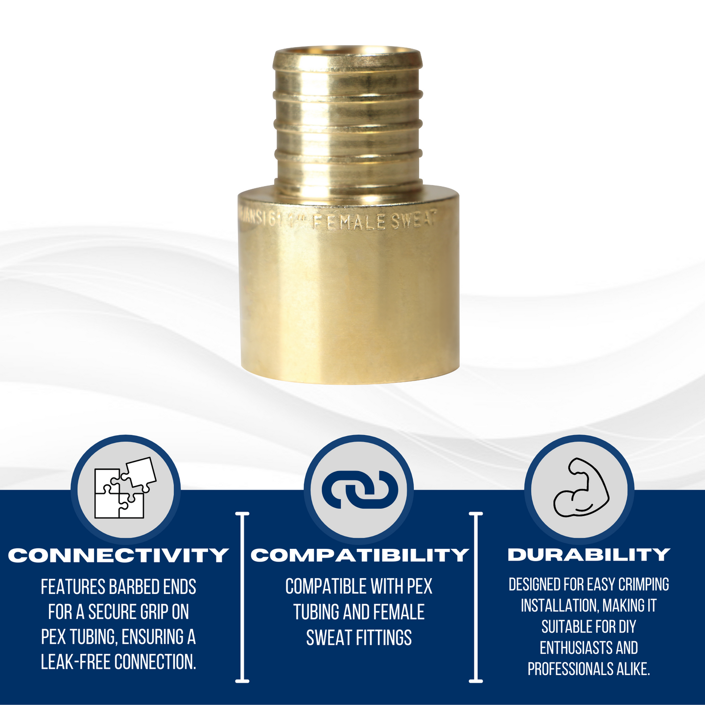 1 inch PEX-B Barb x 1 inch Female Sweat Adapter