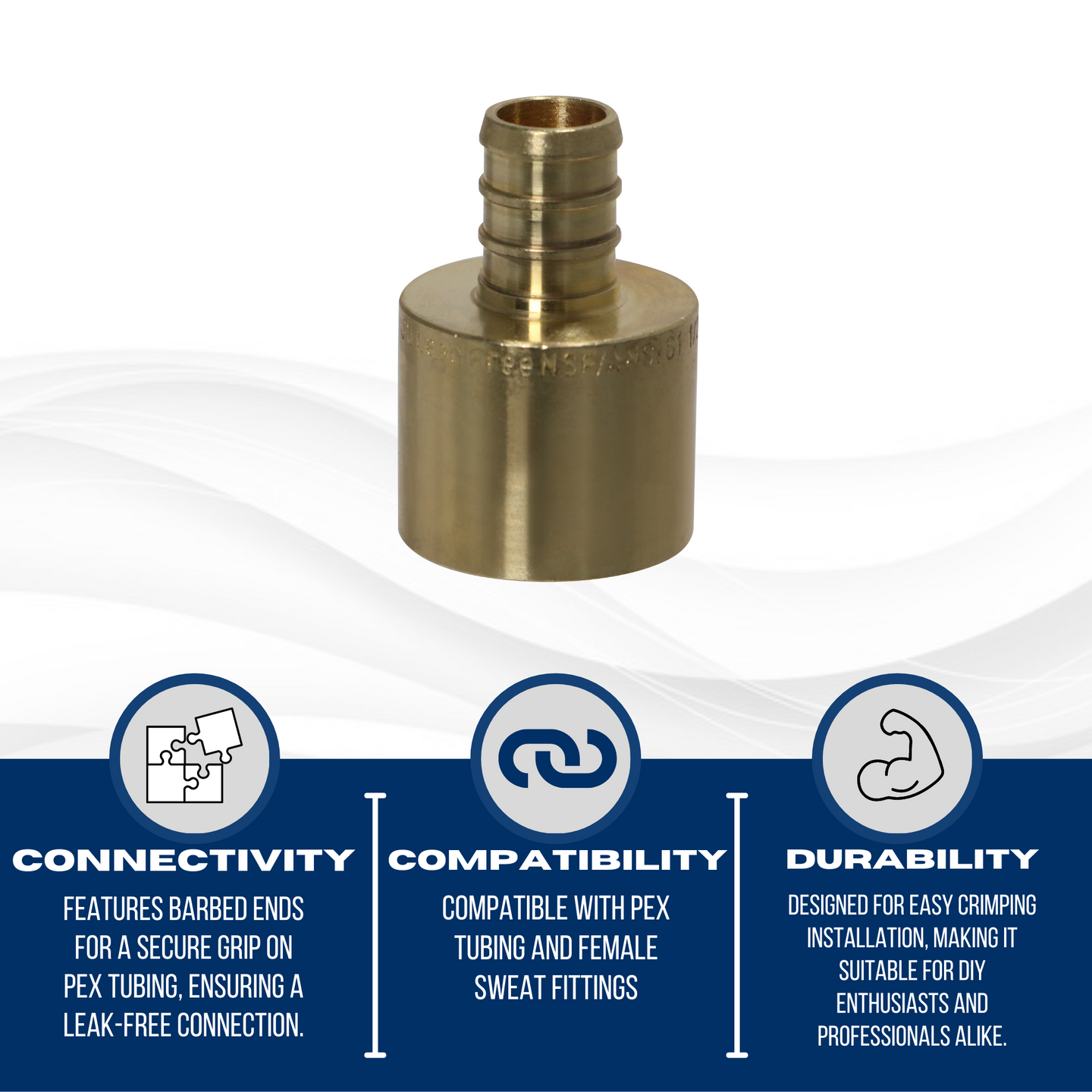 1/2 inch PEX-B Barb x 3/4 inch Female Sweat Adapter