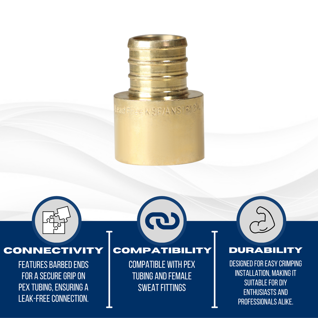 3/4 inch PEX-B Barb x 3/4 inch Female Sweat Adapter