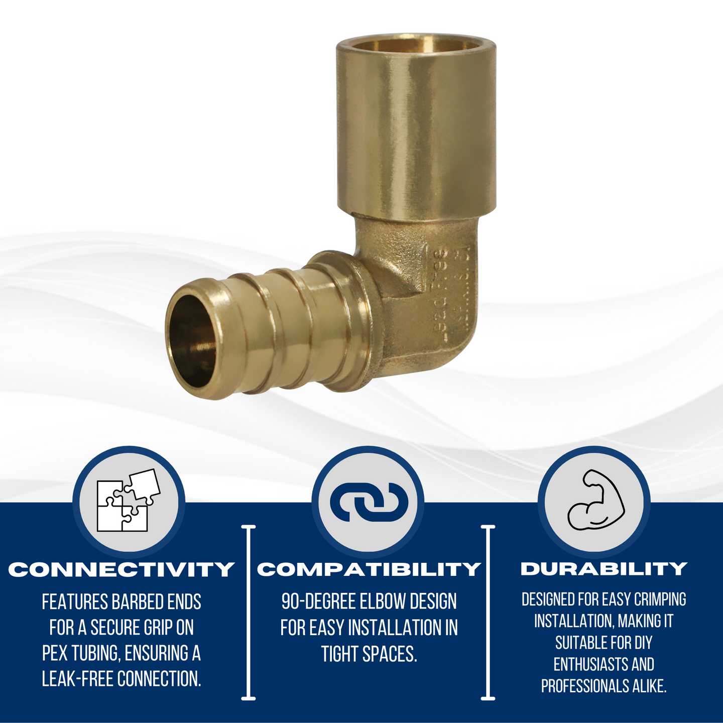 1/2 inch PEX-B Barb x 1/2 inch Male Sweat Adapter Elbow