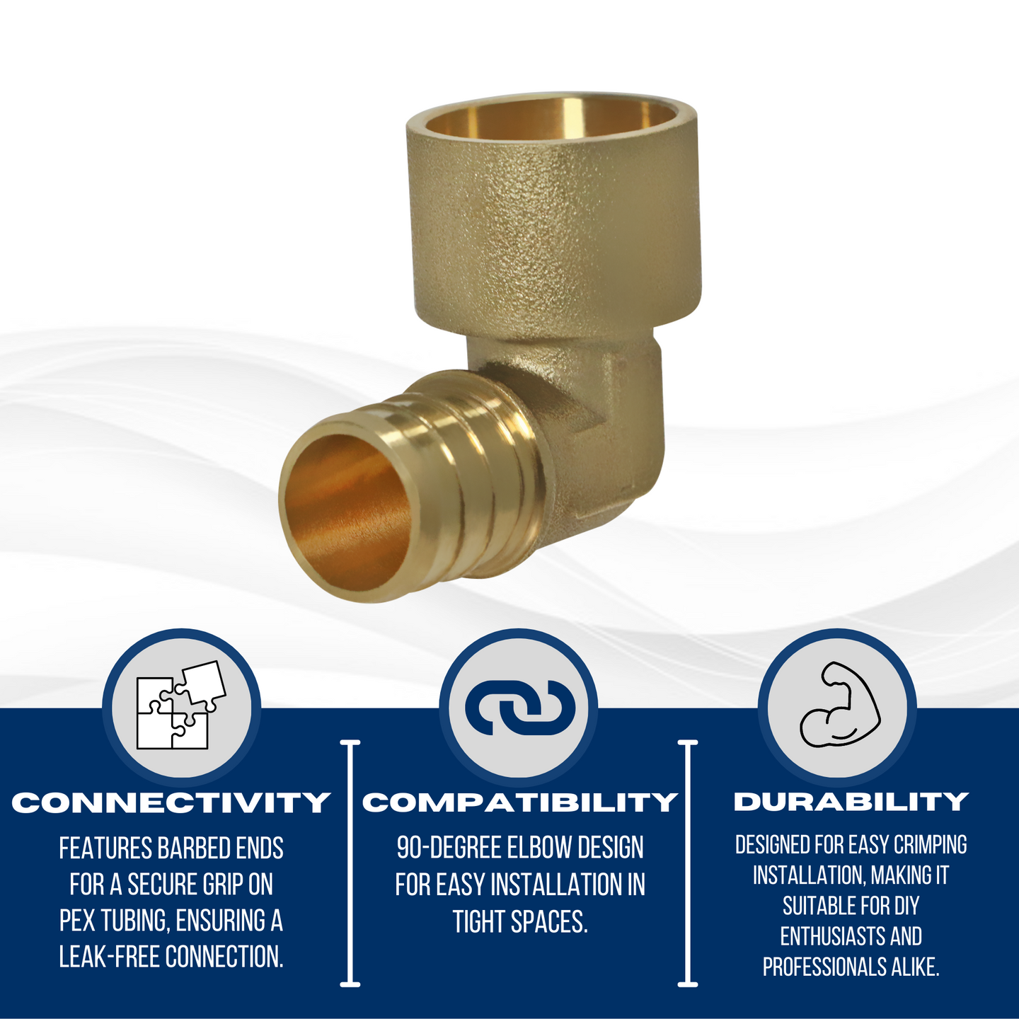 3/4 inch PEX-B Barb x 3/4 inch Female Sweat Adapter Elbow