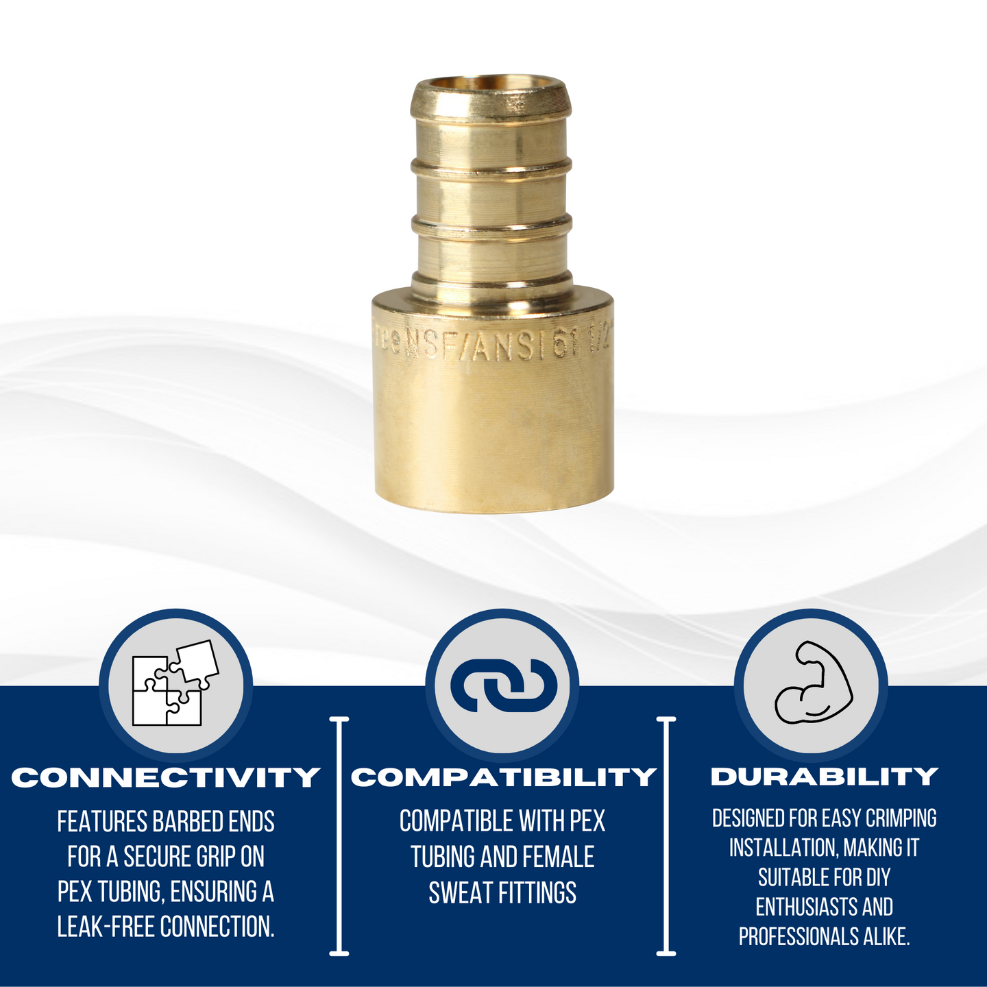 1/2 inch PEX-B Barb x 1/2 inch Female Sweat Adapter