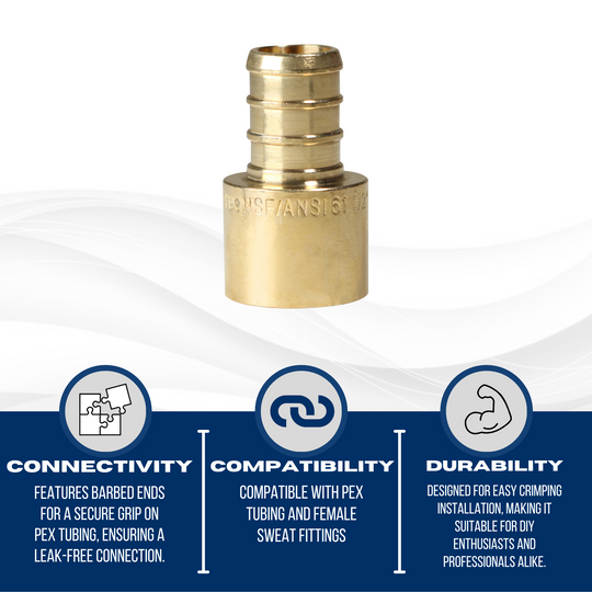 1/2 inch PEX-B Barb x 1/2 inch Female Sweat Adapter
