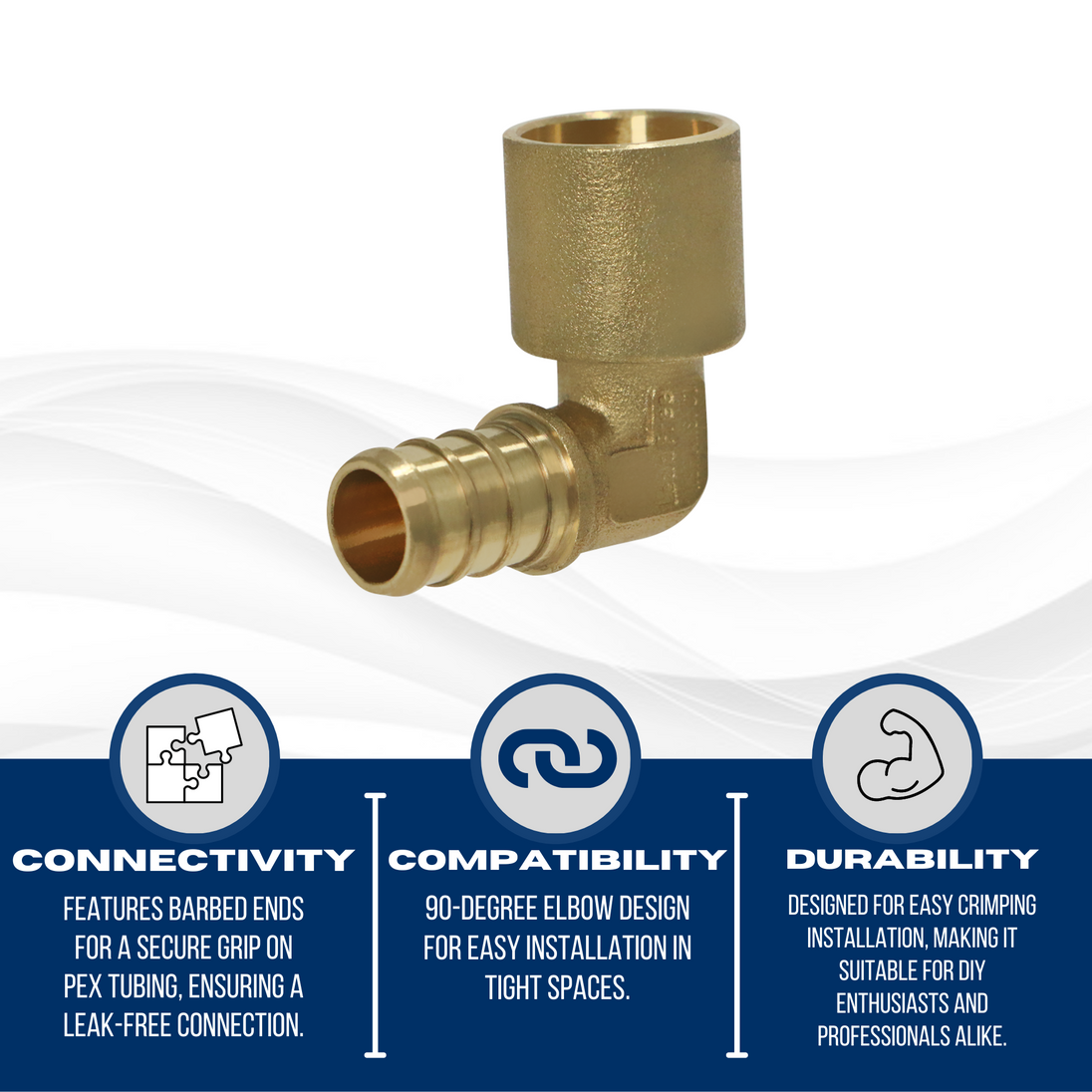 1/2 inch PEX-B Barb x 1/2 inch Female Sweat Adapter Elbow