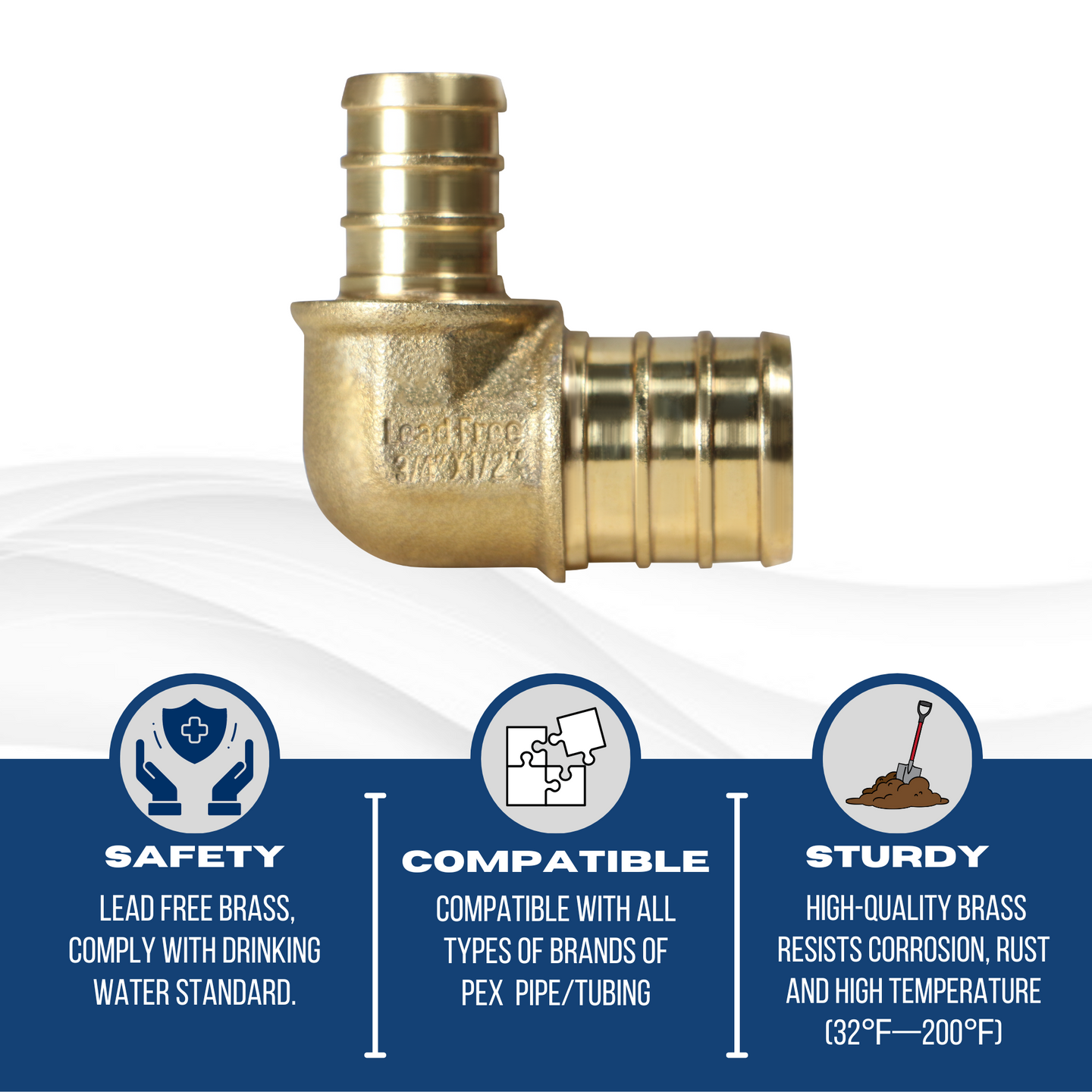 3/4 inch x 1/2 inch PEX-B Barb Elbow