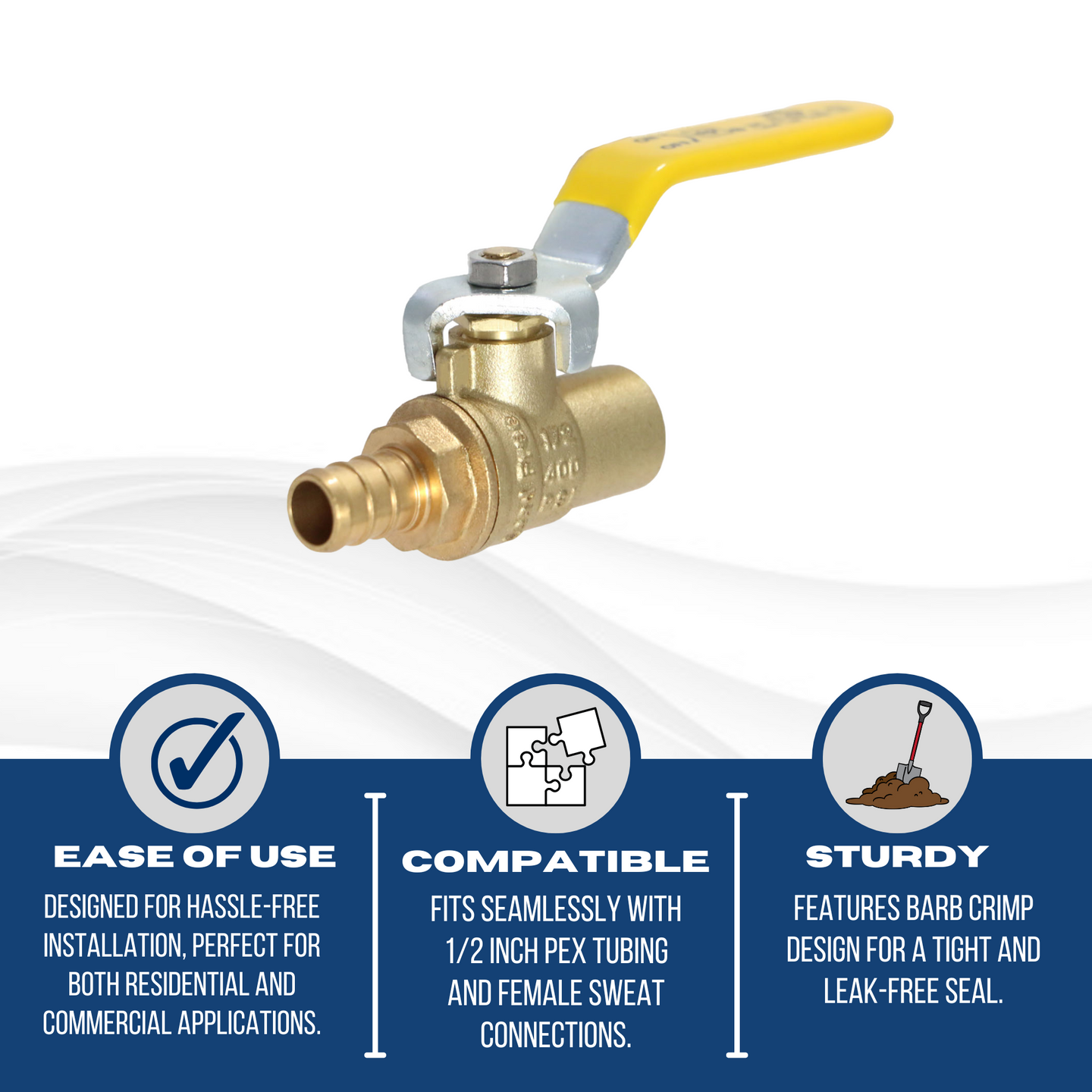 1/2 Inch PEX-B Barb x 1/2 Inch Female Sweat Ball Valve