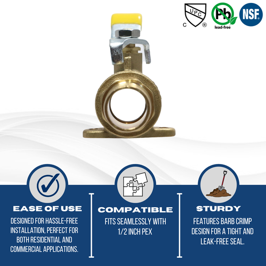 1 inch PEX-B Barb Crimp Ball Valve With Drop Ear