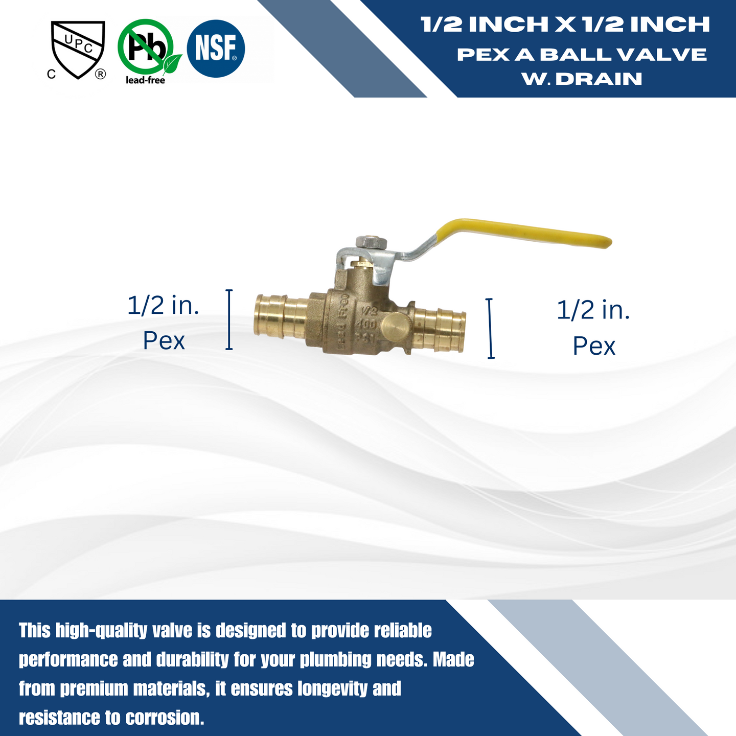 1/2 Inch Pex-A Expansion Ball Valve with Drain