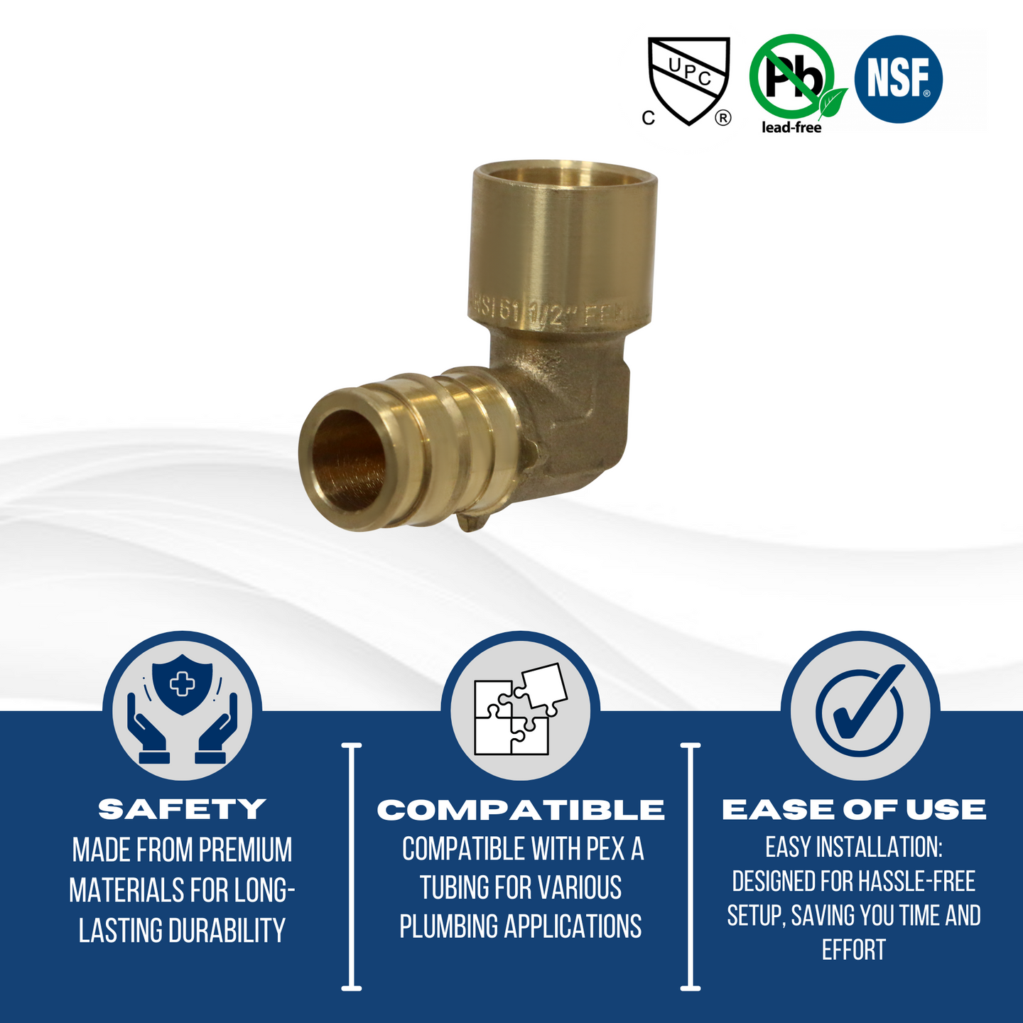 Pex-A Expansion 1/2 Inch x 1/2 Inch Male Elbow Sweat