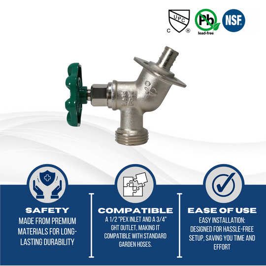 1/2 Inch PEX-B Barb x 3/4 Inch GHT Sillcock