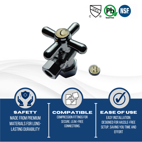 5/8 inch x 3/8 inch OD Compression Angle Valve, Polished Chrome