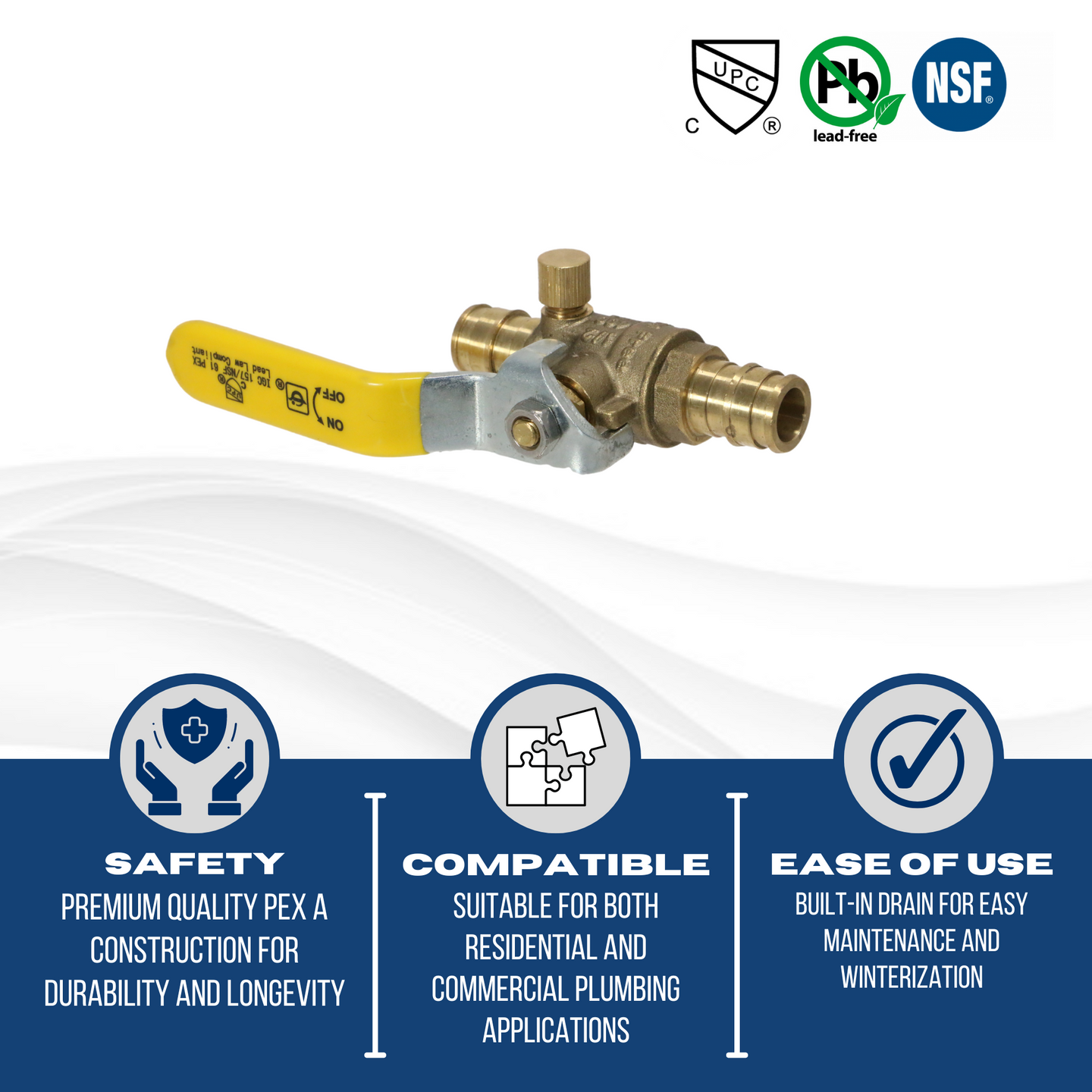 1/2 Inch Pex-A Expansion Ball Valve with Drain