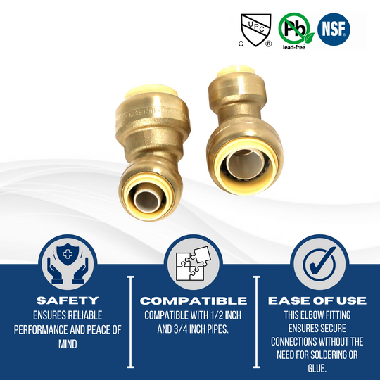 Push Fit 1/2 Inch x 3/4 Inch Push Fit 45 Degree Elbow