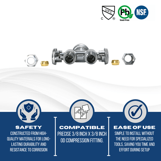 3/8 Compression x 3/8 Compression x 1/2 inch Push-to-Connect Dual Straight Valve