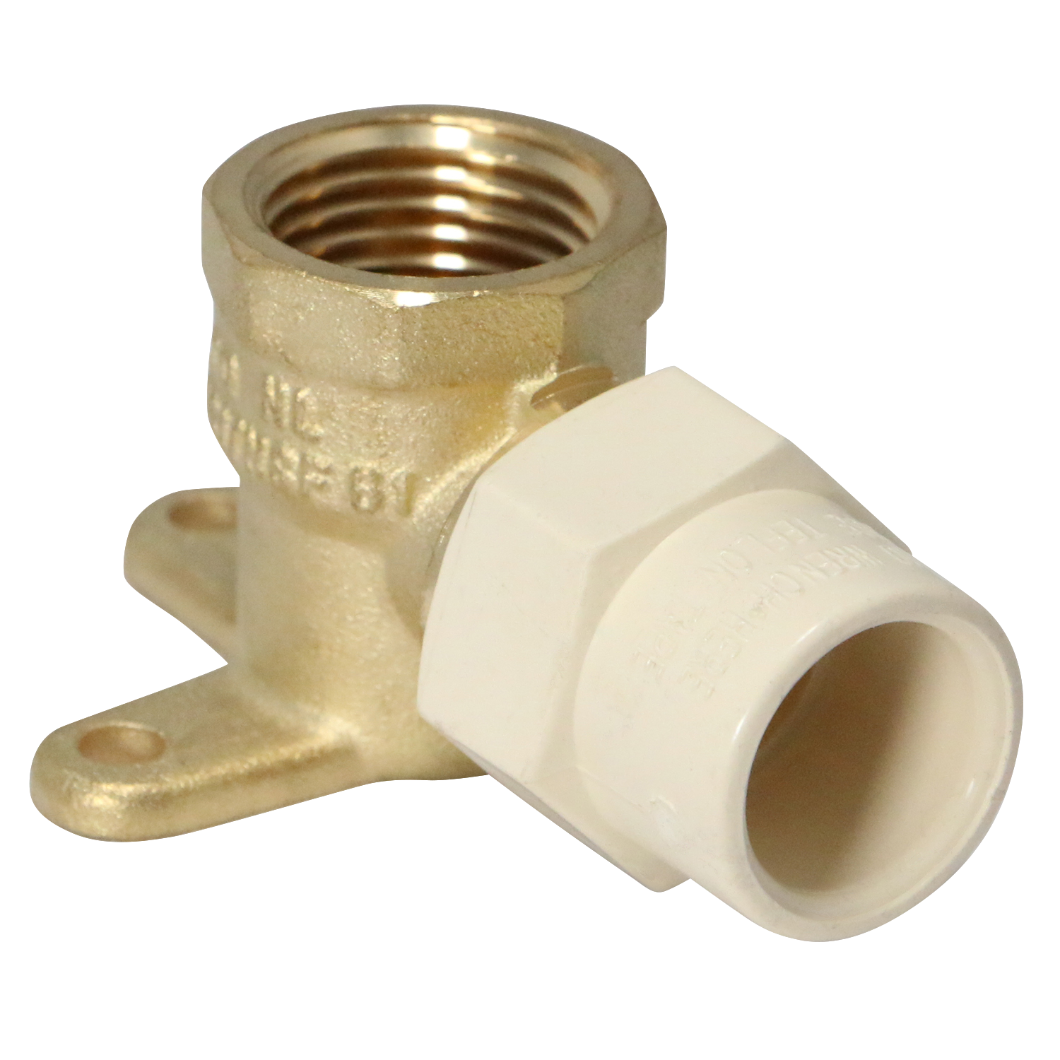 1/2 Inch CPVC X 1/2 Inch FNPT Transition Drop Ear Elbow