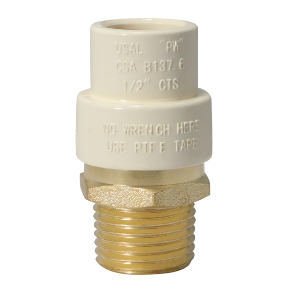 1/2 Inch CPVC X 1/2 Inch MNPT Transition Coupling