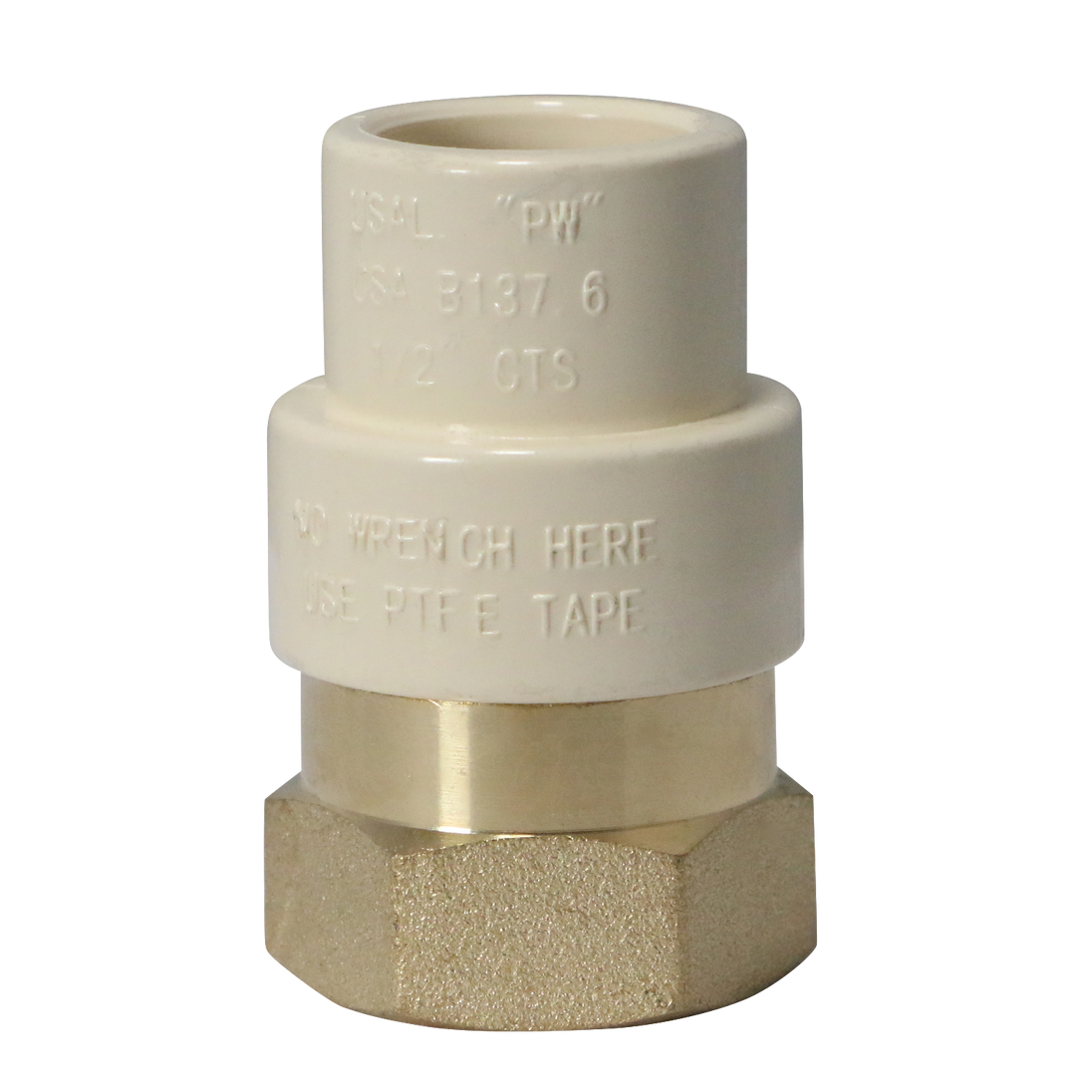 1/2 Inch CPVC x 1/2 Inch FNPT Transition Coupling