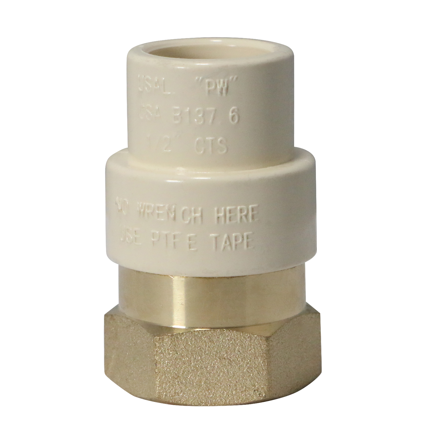 1/2 Inch CPVC x 1/2 Inch FNPT Transition Coupling