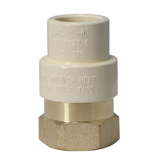 1/2 Inch CPVC x 1/2 Inch FNPT Transition Coupling