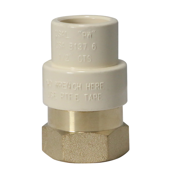 1/2 Inch CPVC x 1/2 Inch FNPT Transition Coupling