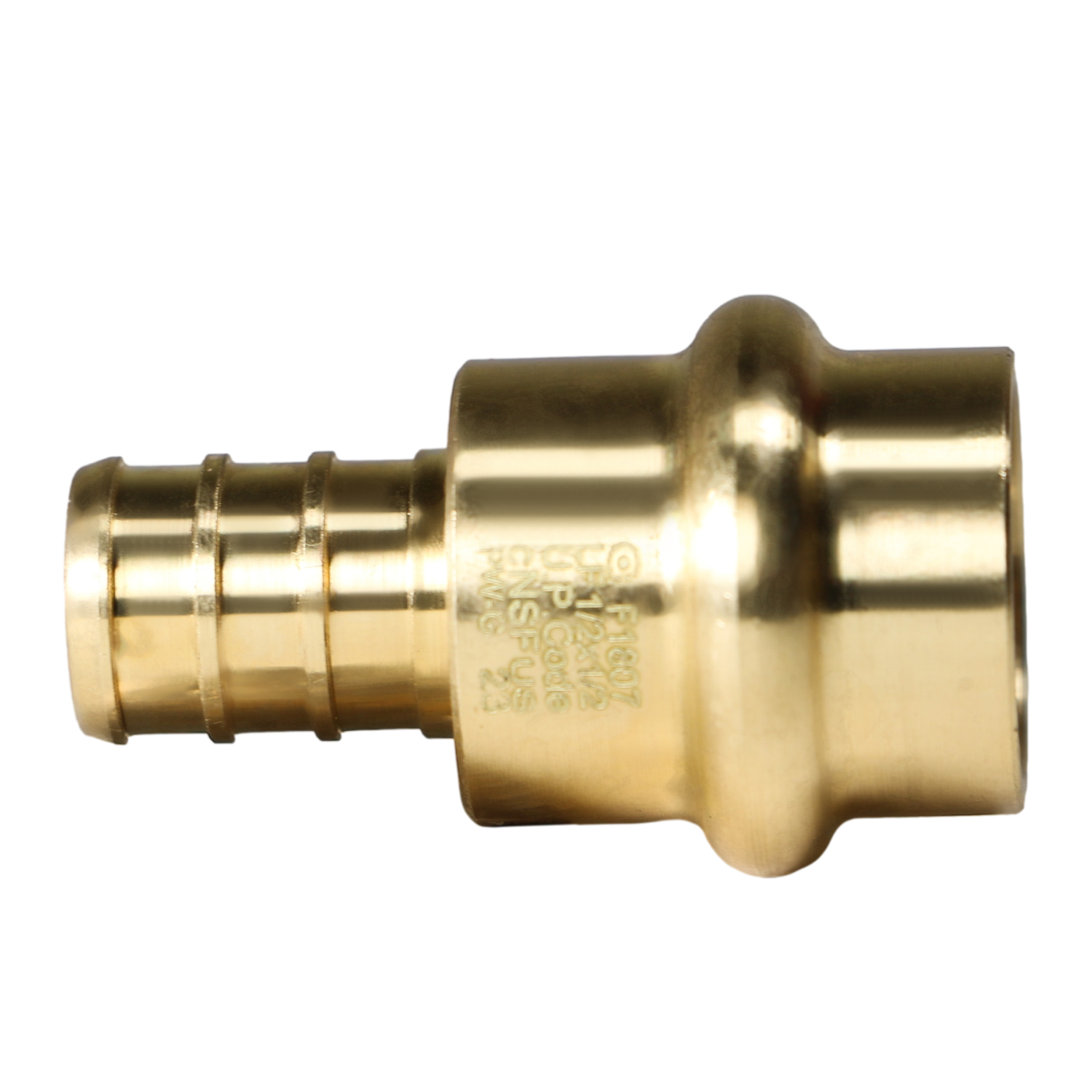 1/2 inch PEX-B Barb Crimp x 1/2 inch Press Coupling