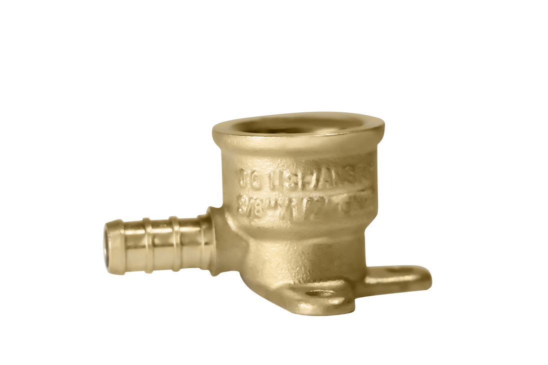 3/8 inch PEX-B Barb x 1/2 inch FNPT Elbow Drop Ear