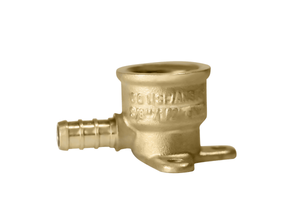 3/8 inch PEX-B Barb x 1/2 inch FNPT Elbow Drop Ear